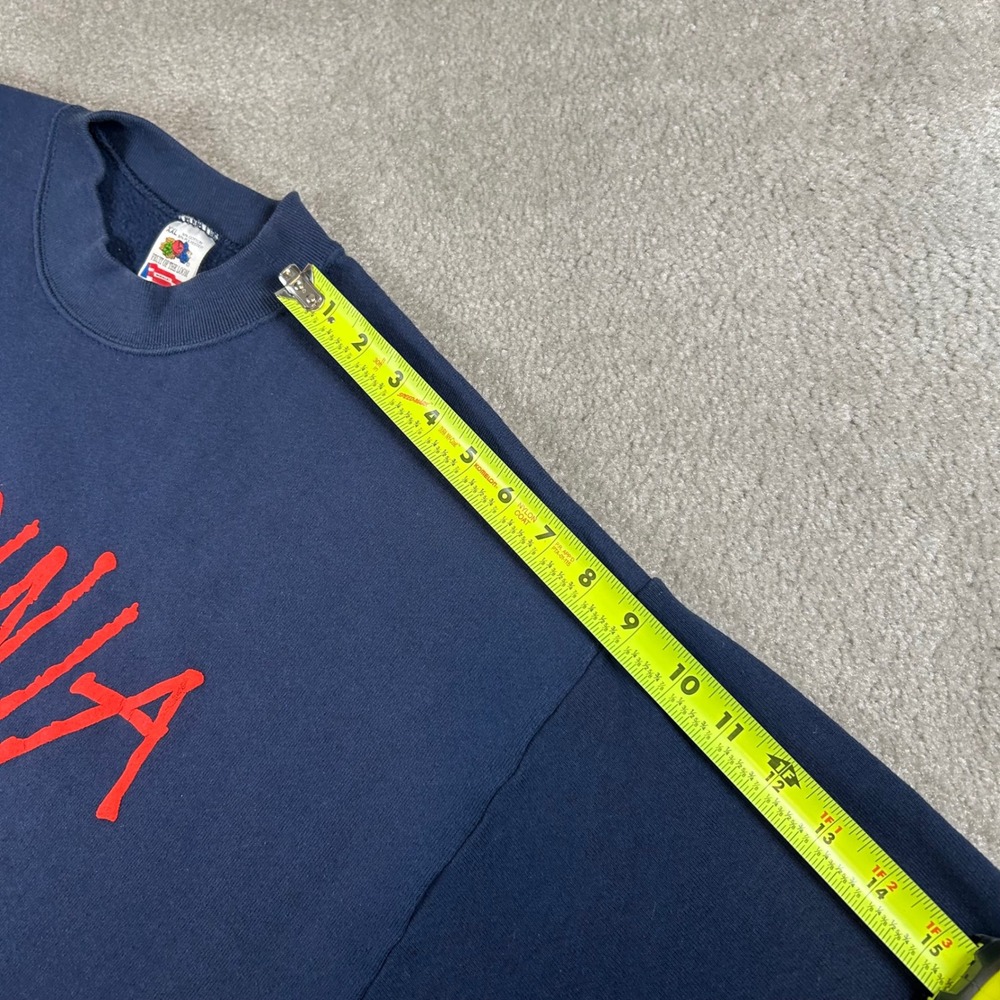 Vintage Fruit of the Loom Sweatshirt Mens XXL Navy Blue 1992 Virginia Blue Ridge - Picture 9 of 11